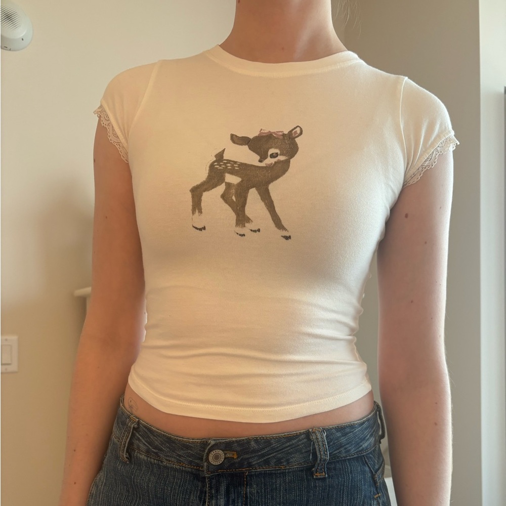 Motel Baby Tee with Deer Print